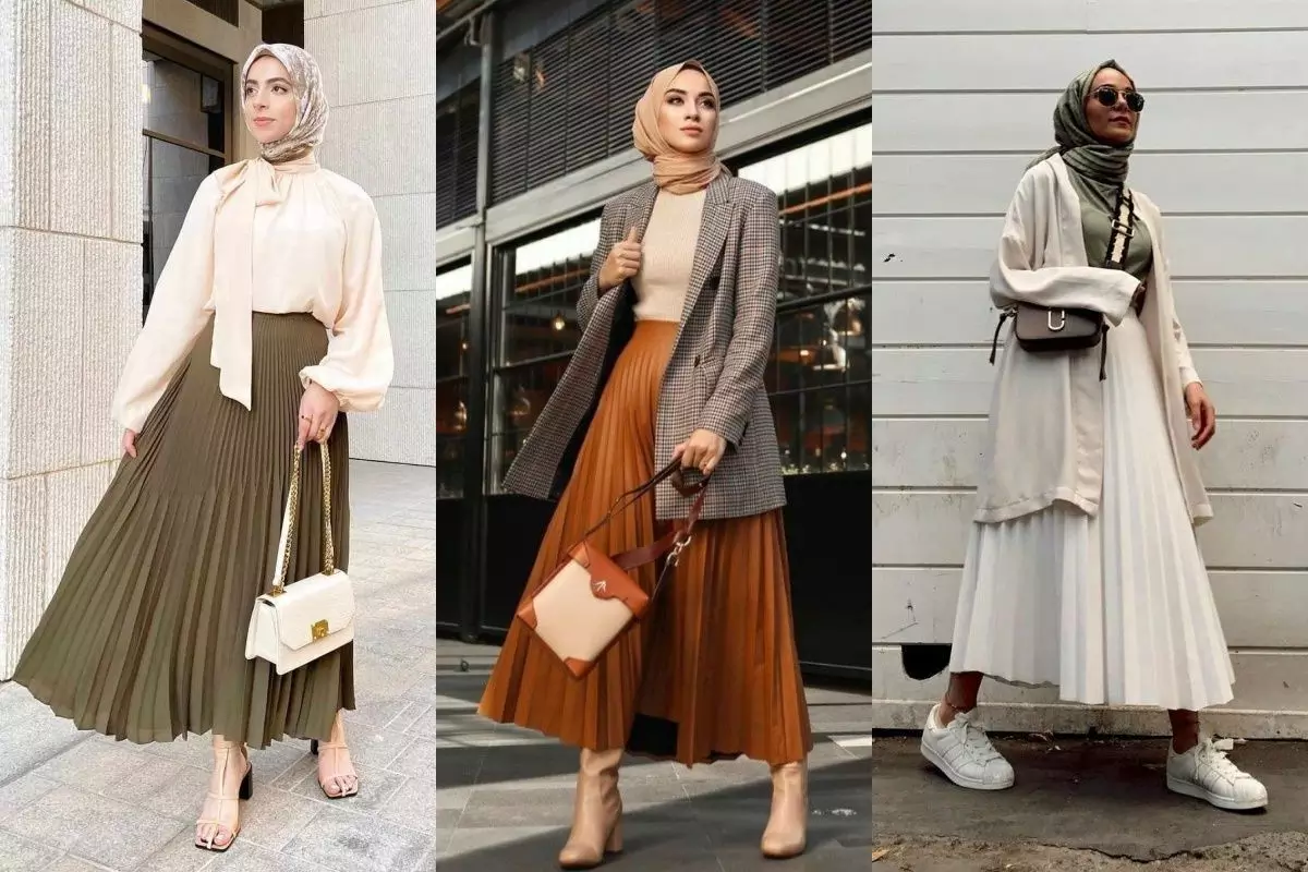 padu padan maxi skirt dan cardigan untuk hijab