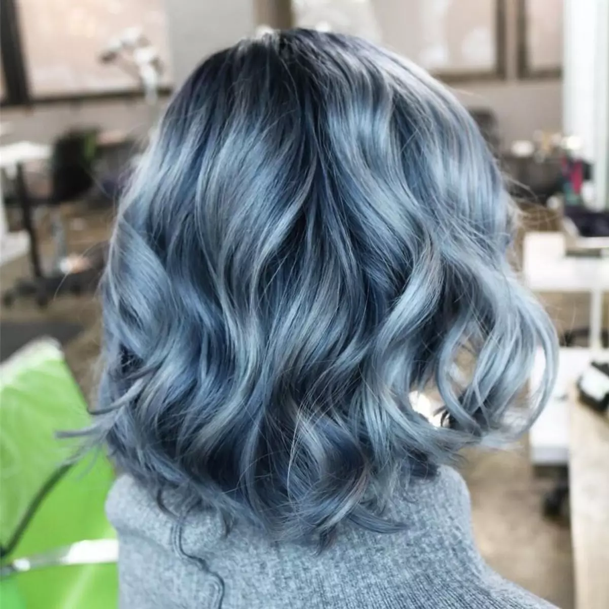 Metallic blue hair