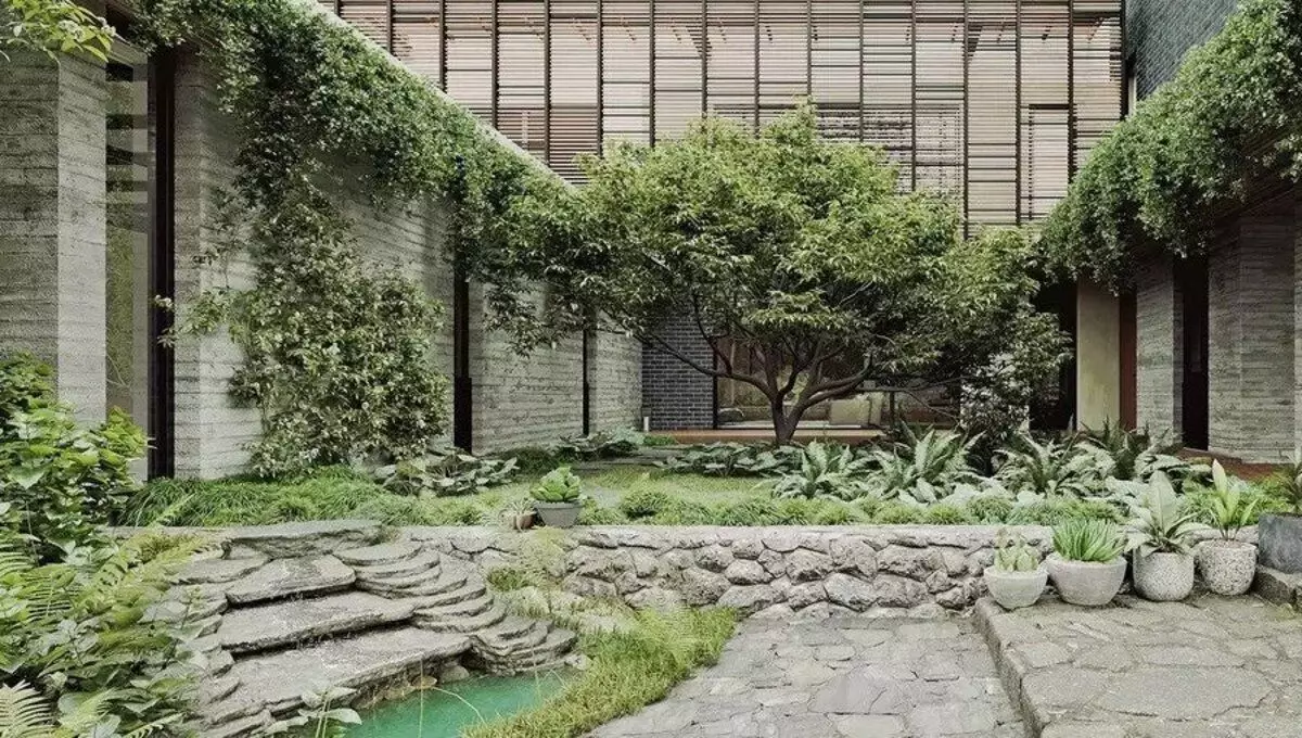 Halaman rumah menggunakan batu alam