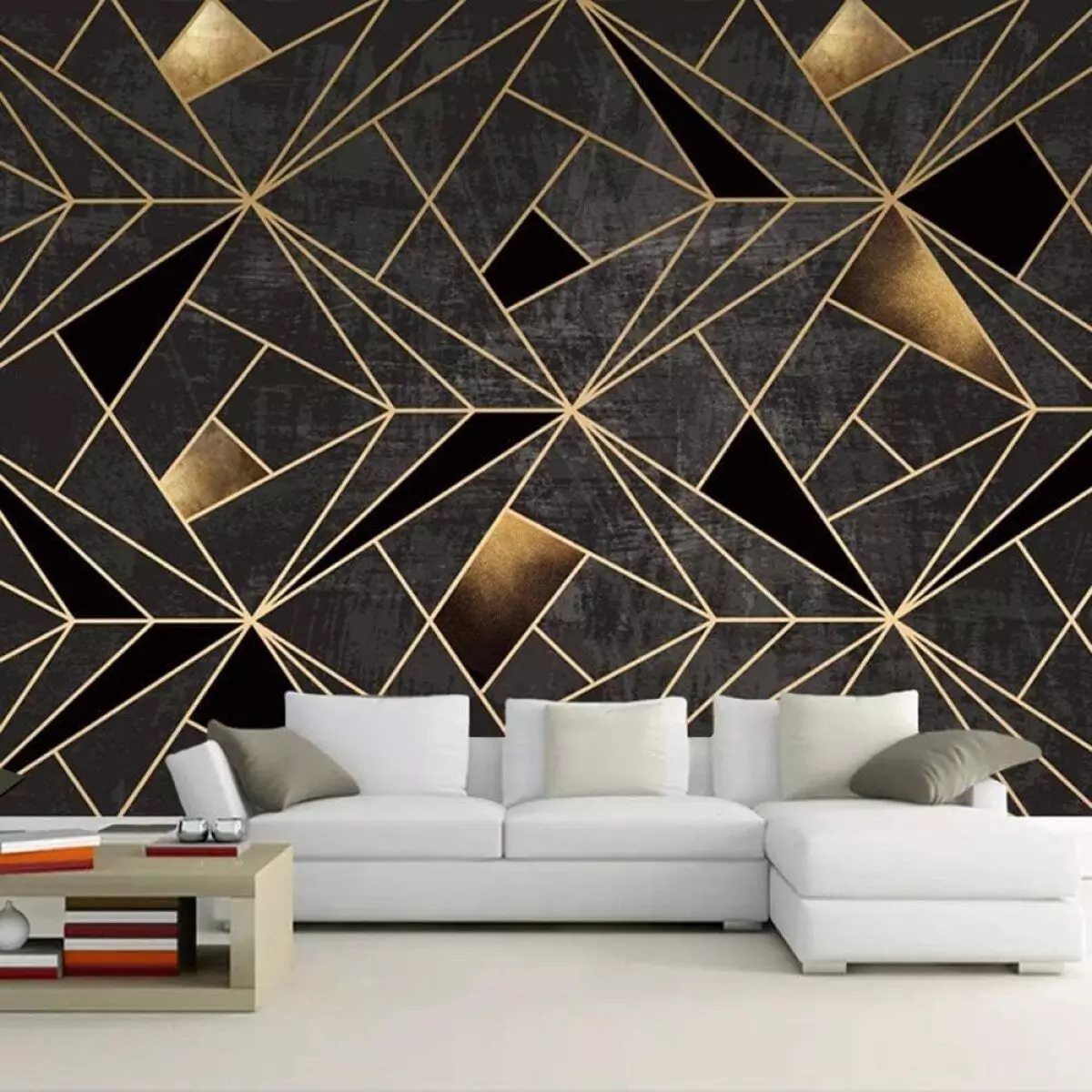 wallpaper Motif Art Deco ruang keluarga