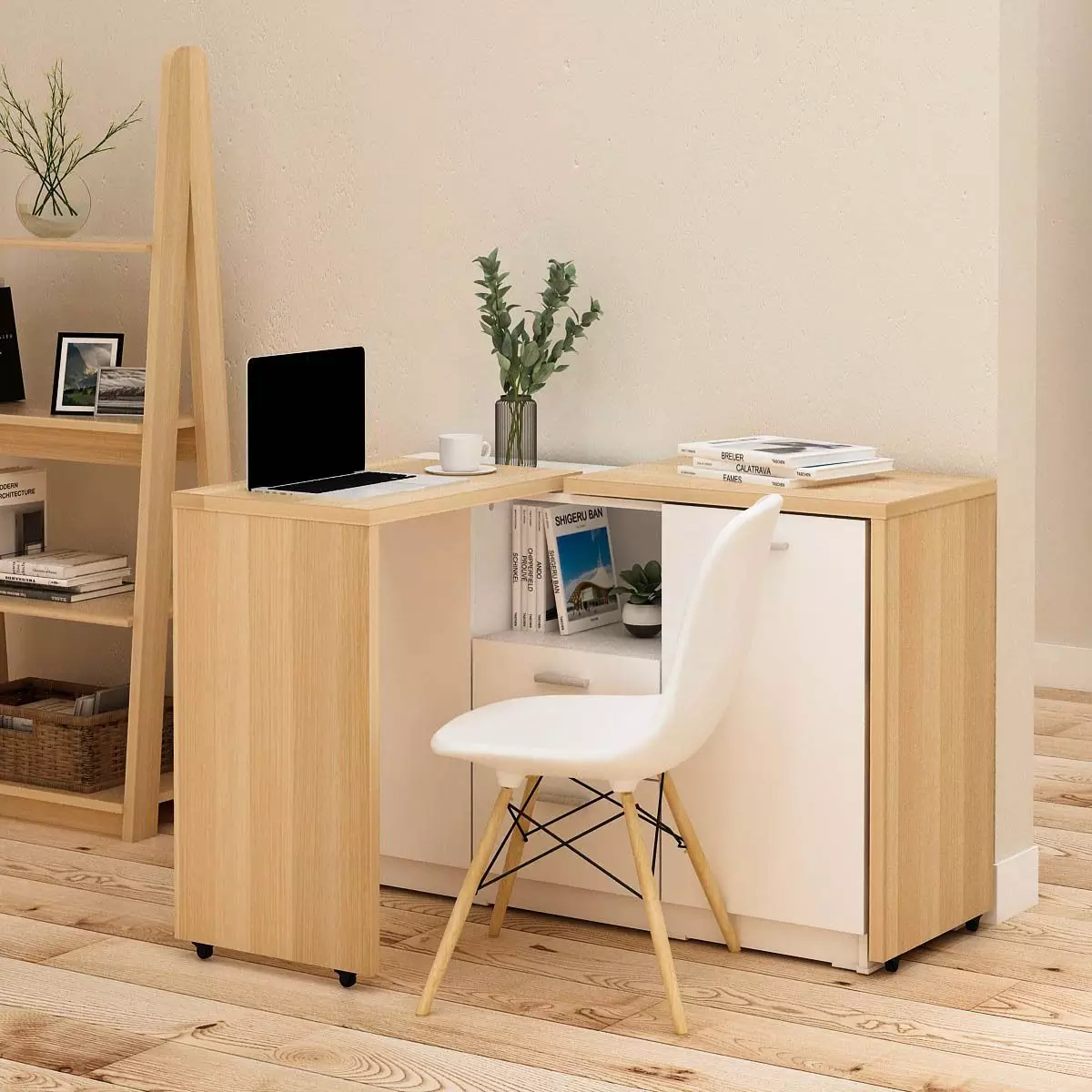 Ruang Kerja Minimalis dengan Rak Multifungsi Ruang Kerja Minimalis dengan Rak Multifungsi