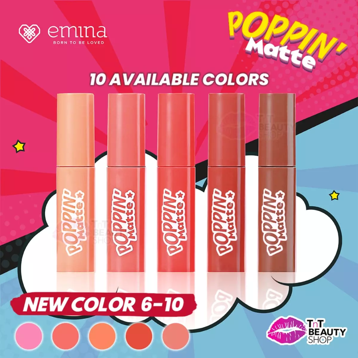 Emina Poppin' Matte Lip Cream merupakan salah satu lipstik produk lokal yang tahan lama.